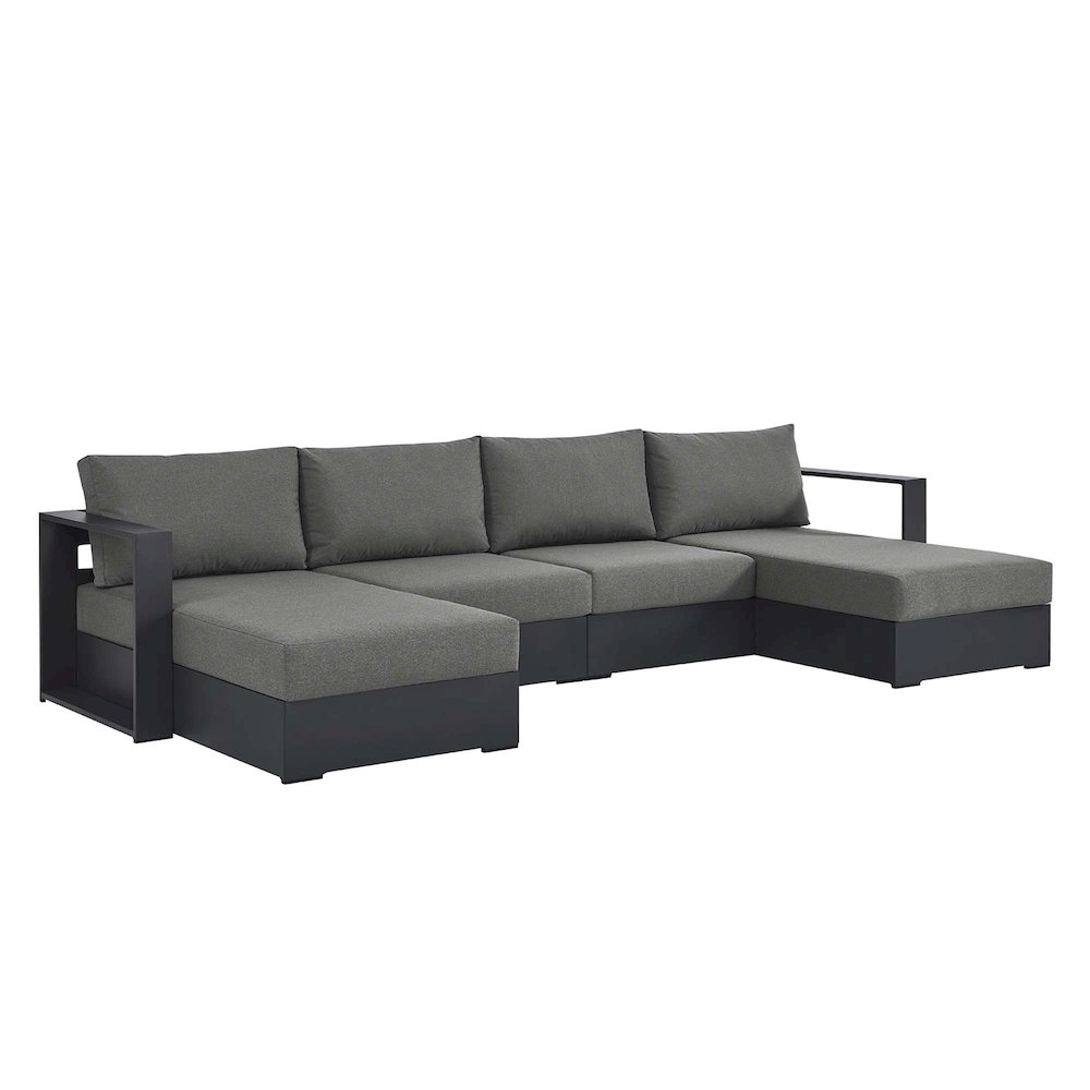 Tahoe 4-Piece Outdoor Patio Powder-Coated Aluminum Sectional Sofa Set. Picture 1