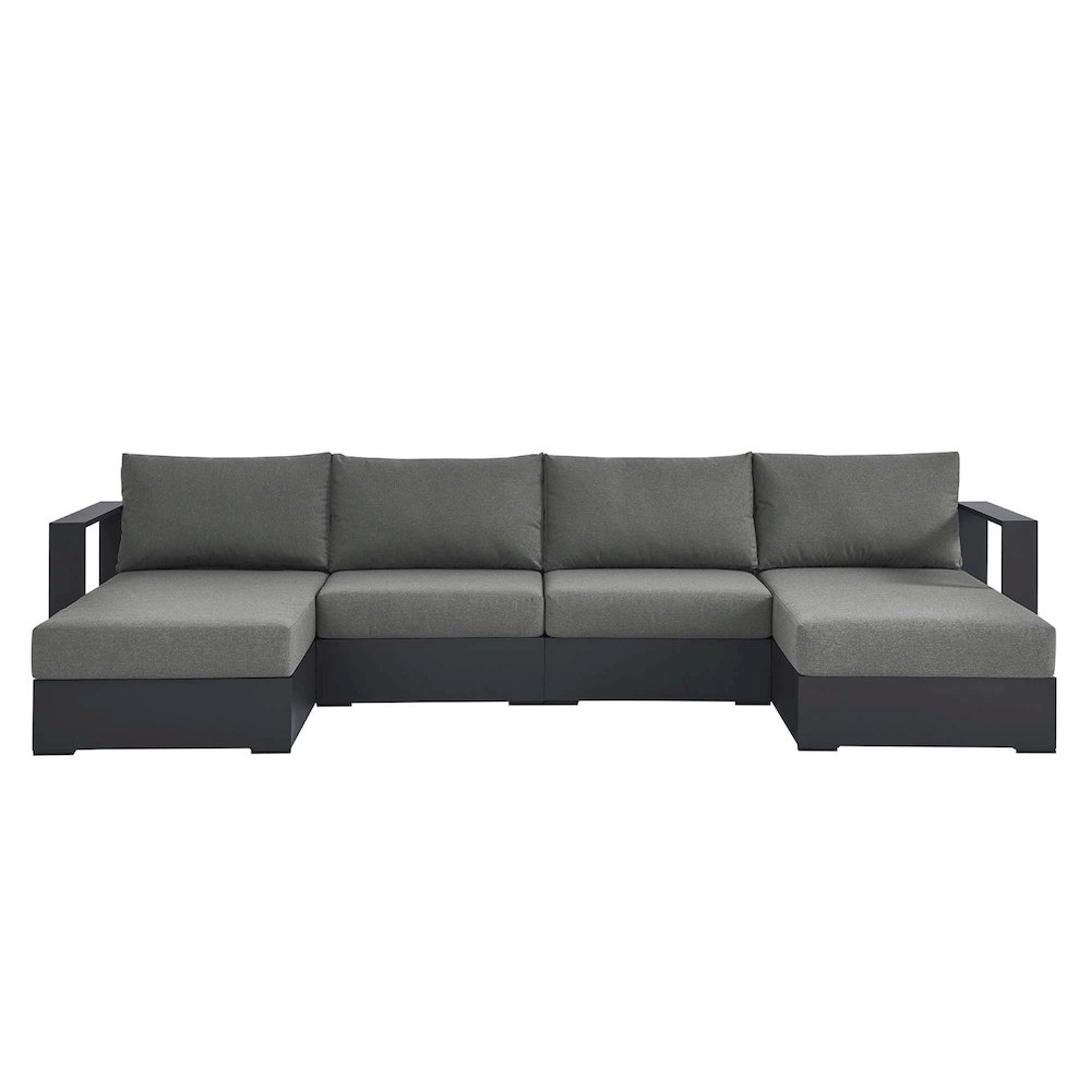 Tahoe 4-Piece Outdoor Patio Powder-Coated Aluminum Sectional Sofa Set. Picture 6