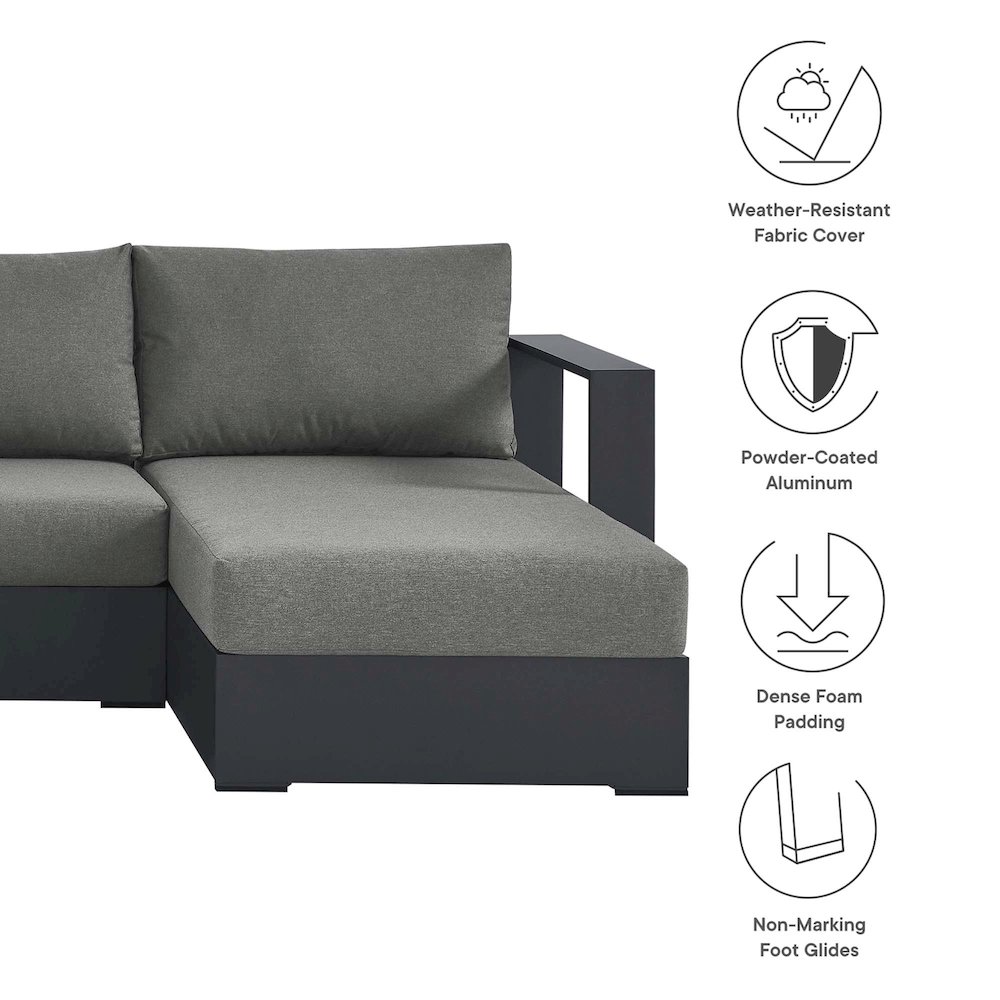 Tahoe 4-Piece Outdoor Patio Powder-Coated Aluminum Sectional Sofa Set. Picture 2
