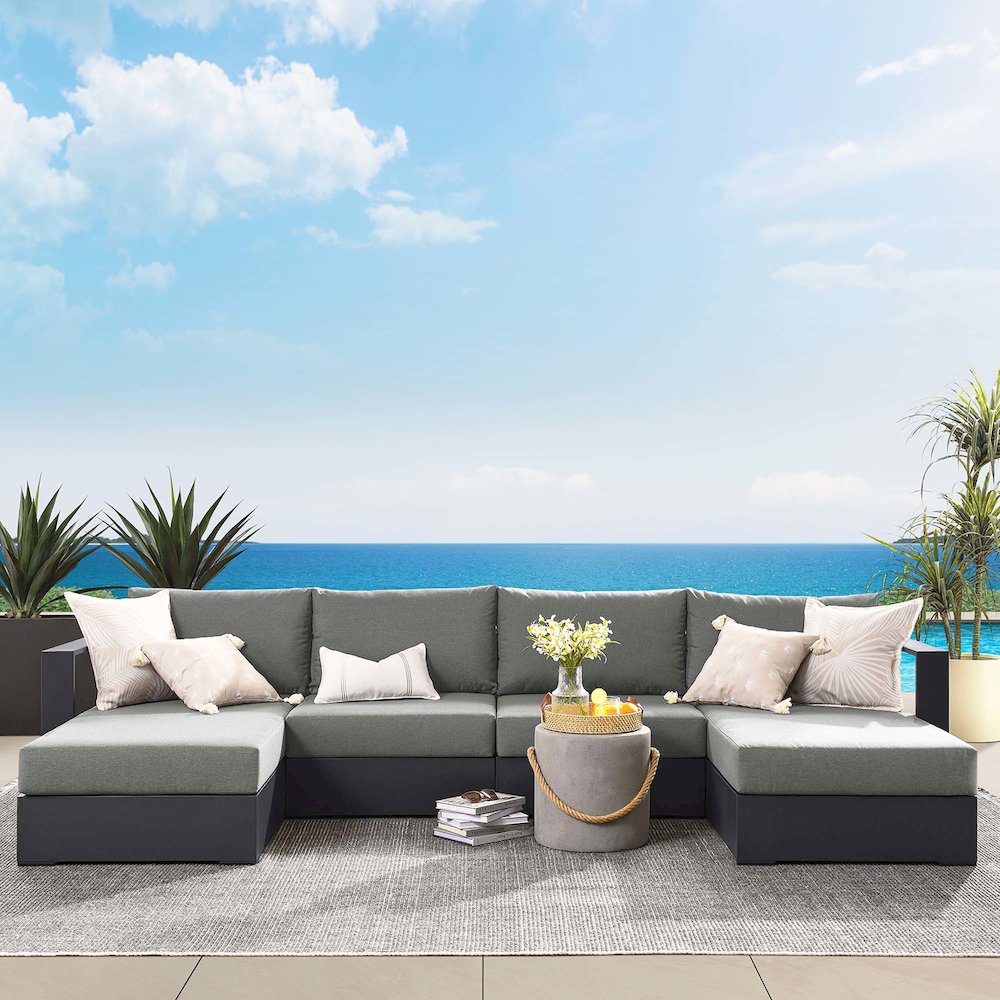 Tahoe 4-Piece Outdoor Patio Powder-Coated Aluminum Sectional Sofa Set. Picture 7