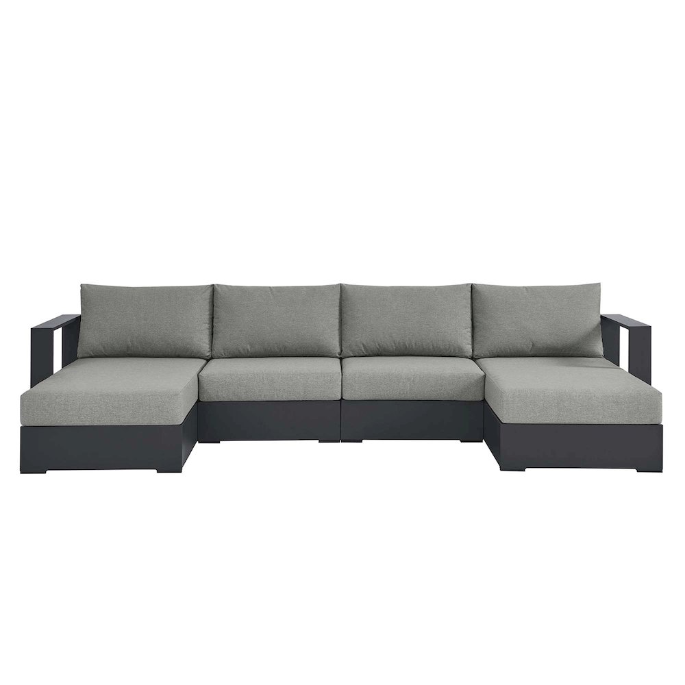 Tahoe 4-Piece Outdoor Patio Powder-Coated Aluminum Sectional Sofa Set. Picture 6