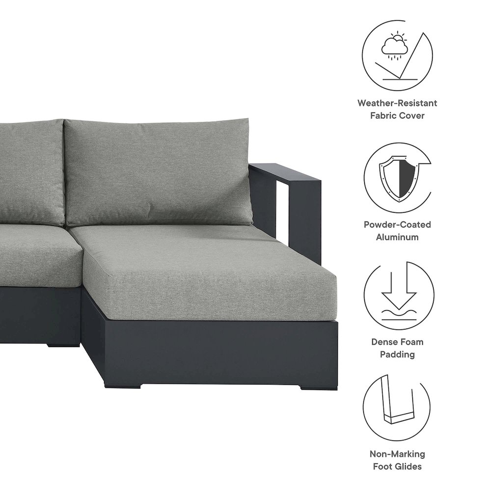 Tahoe 4-Piece Outdoor Patio Powder-Coated Aluminum Sectional Sofa Set. Picture 2