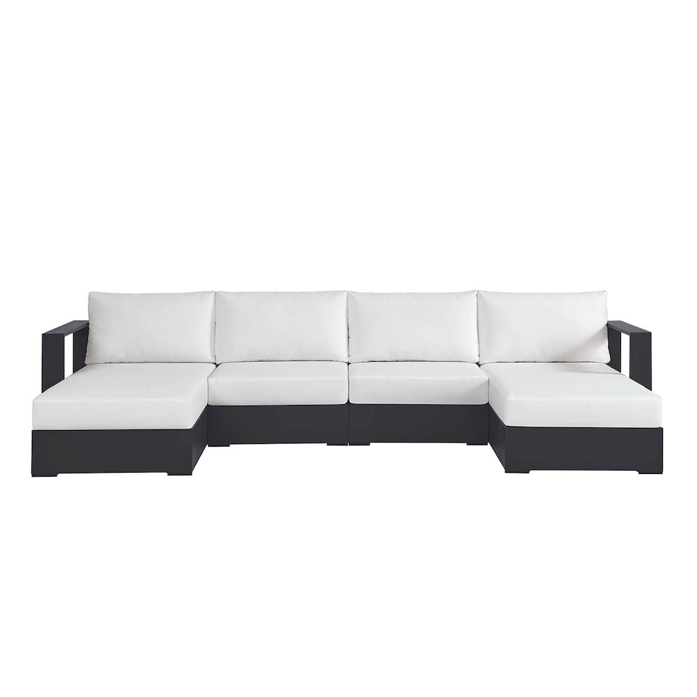 Tahoe 4-Piece Outdoor Patio Powder-Coated Aluminum Sectional Sofa Set. Picture 6