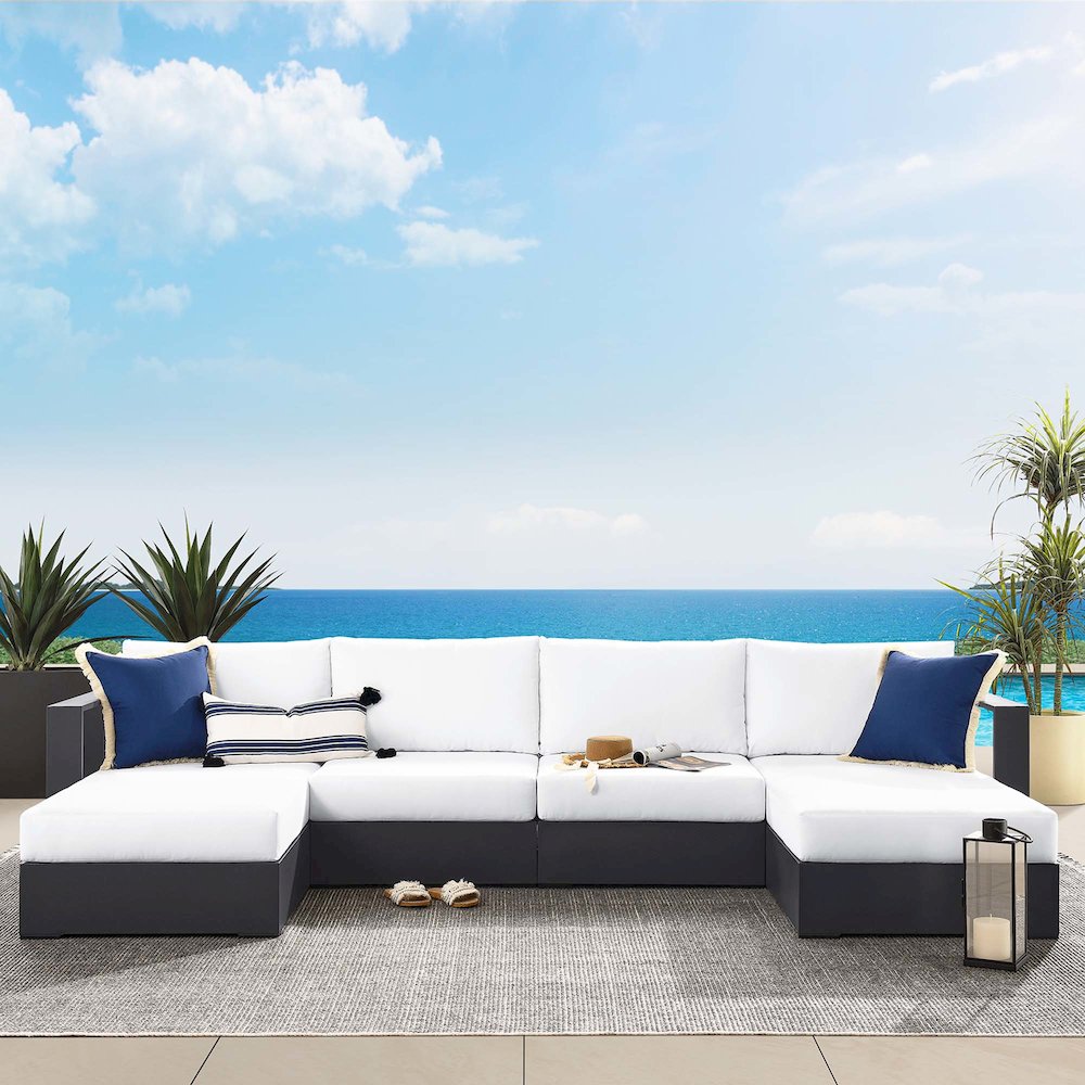 Tahoe 4-Piece Outdoor Patio Powder-Coated Aluminum Sectional Sofa Set. Picture 7