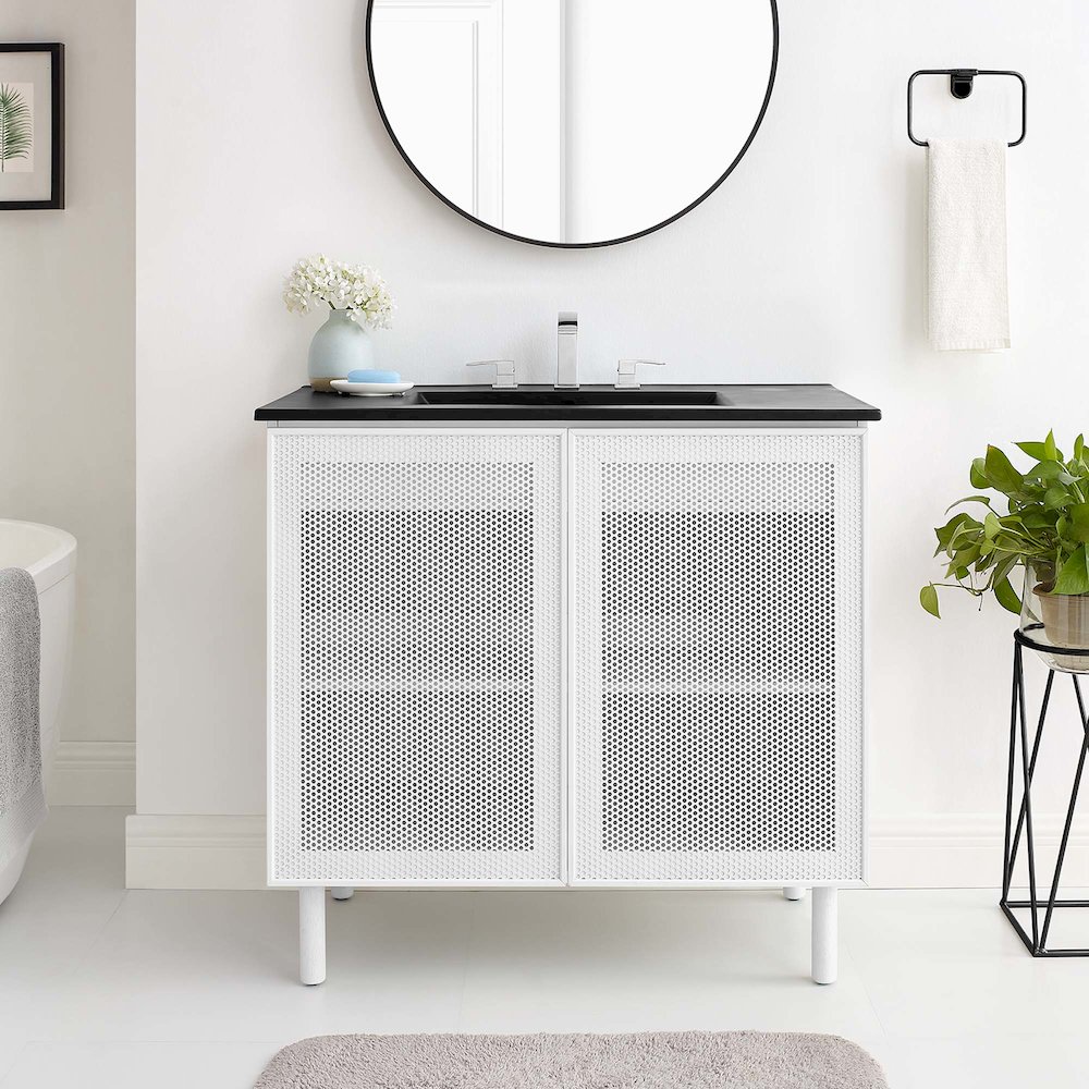 Calla 36" Perforated Metal Bathroom Vanity. Picture 10