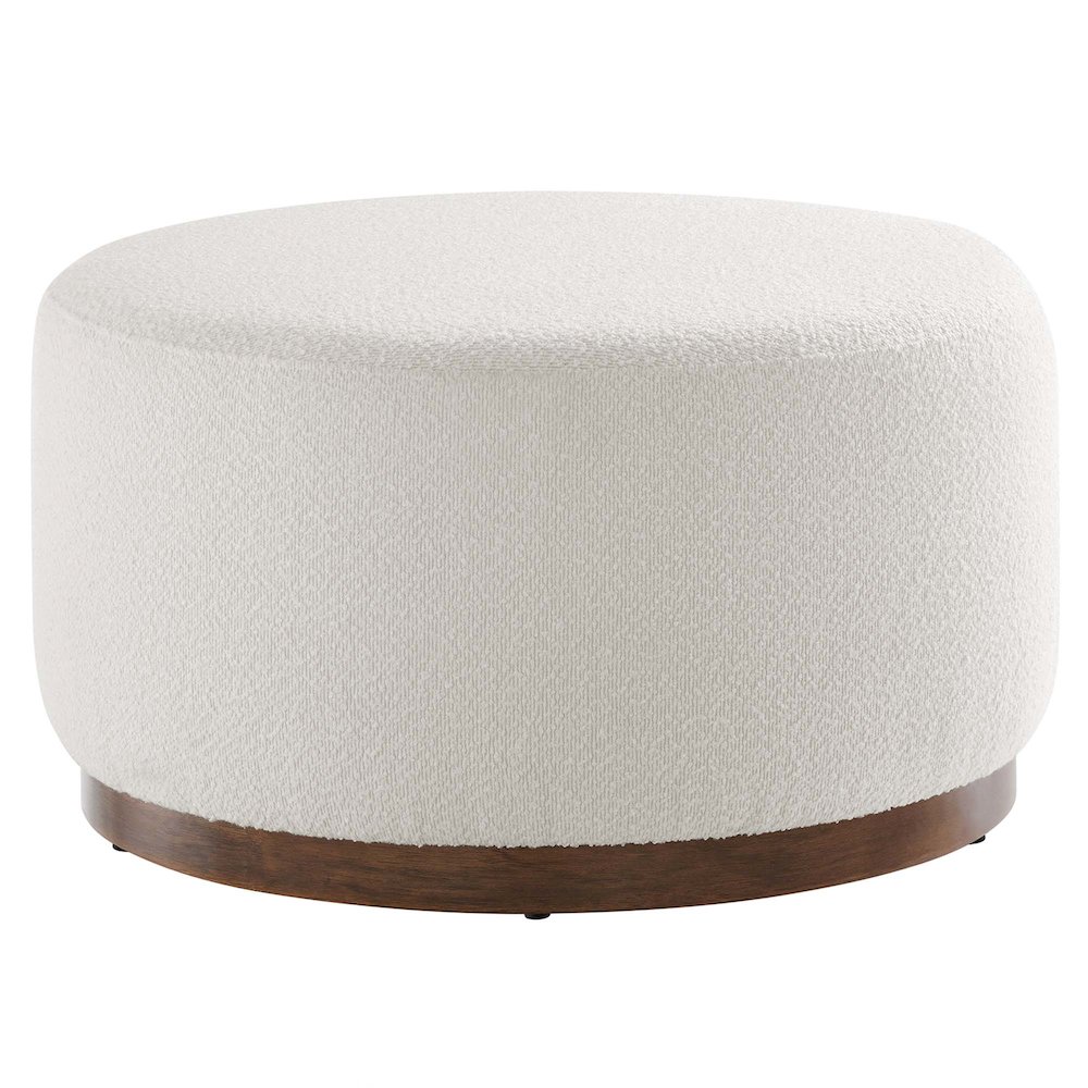 Tilden Large 29" Round Boucle Upholstered Ottoman. Picture 1