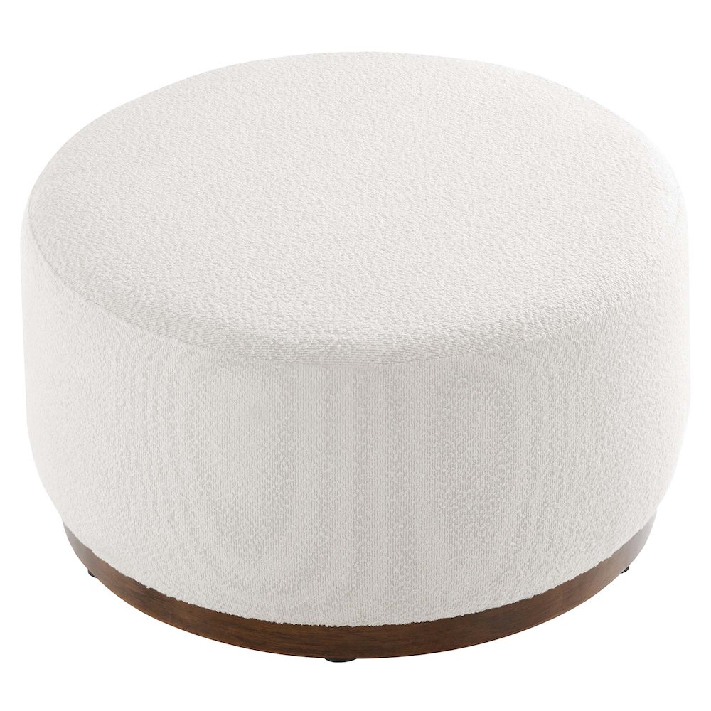 Tilden Large 29" Round Boucle Upholstered Ottoman. Picture 4