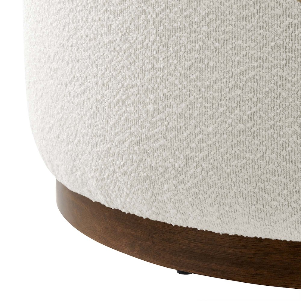 Tilden Large 29" Round Boucle Upholstered Ottoman. Picture 5