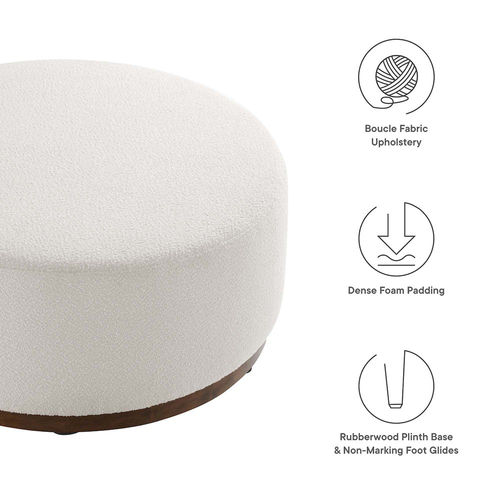 Tilden Large 38" Round Boucle Upholstered Upholstered Ottoman. Picture 2