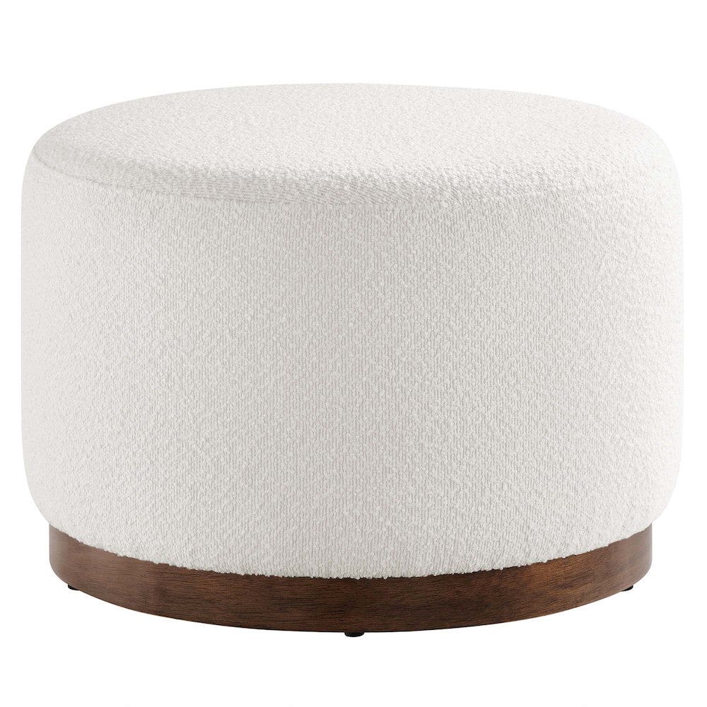 Tilden Large 23" Round Boucle Upholstered Upholstered Ottoman. Picture 1