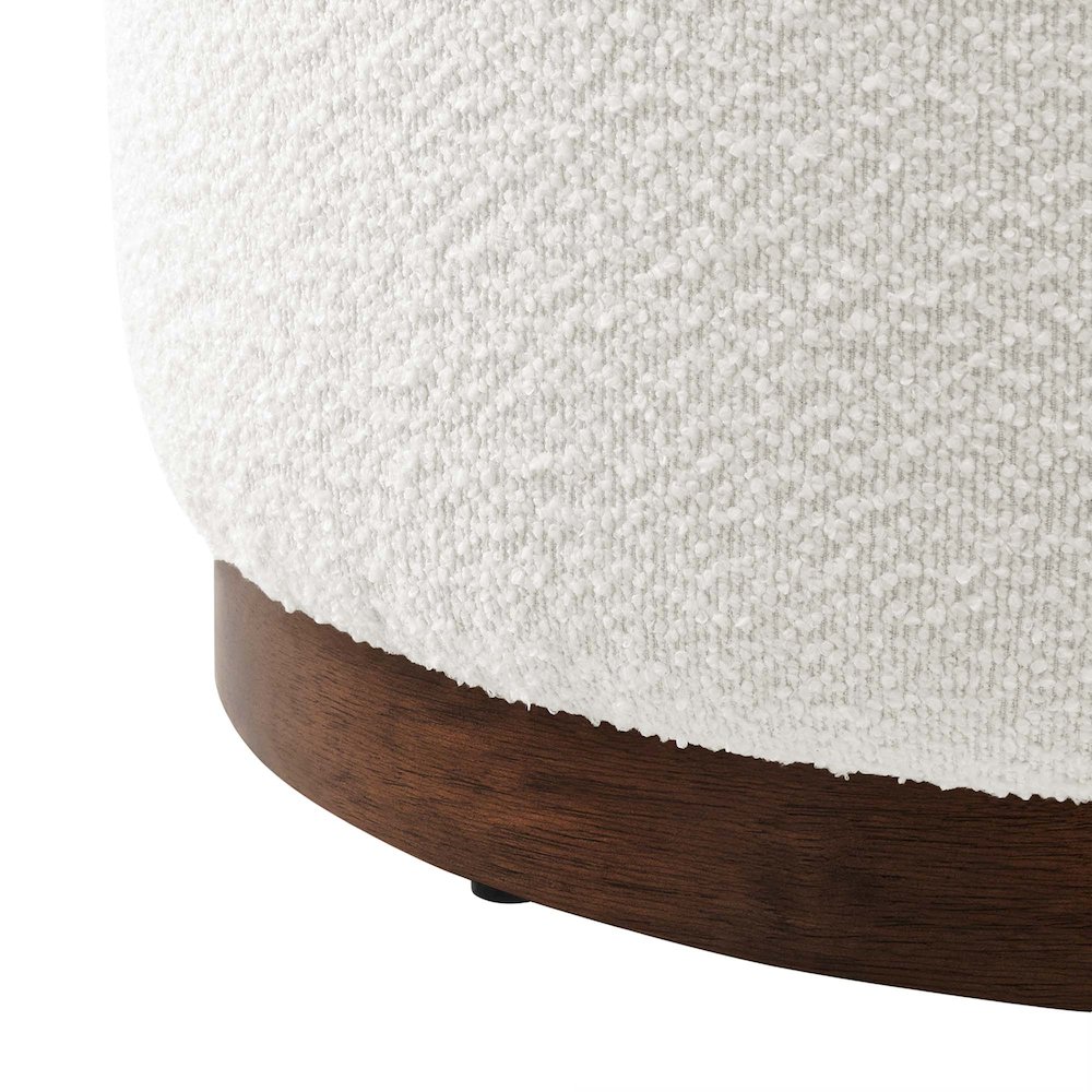 Tilden Large 23" Round Boucle Upholstered Upholstered Ottoman. Picture 5