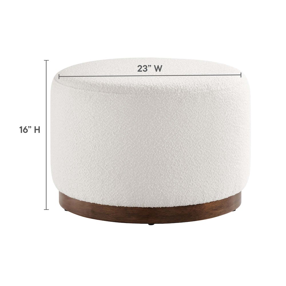 Tilden Large 23" Round Boucle Upholstered Upholstered Ottoman. Picture 3