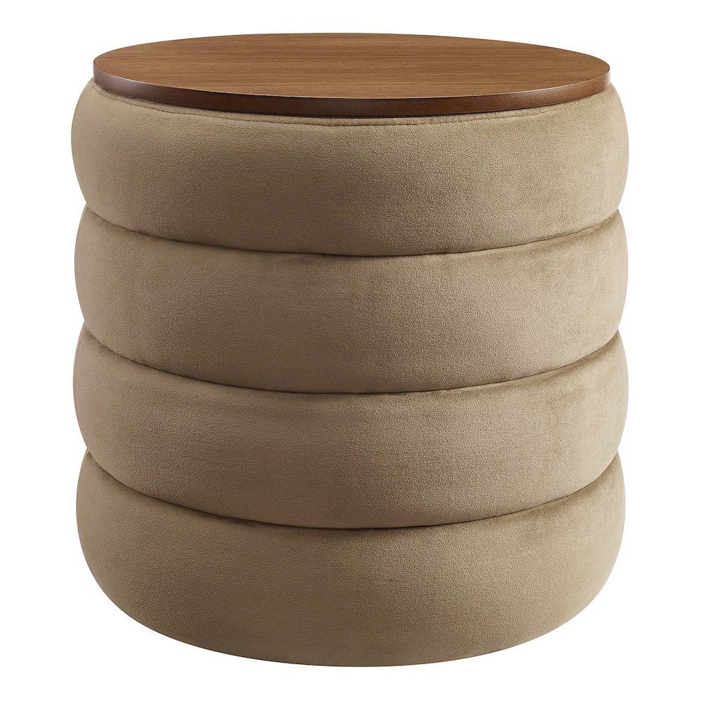 Mezzo Round Performance Velvet Storage Ottoman. Picture 1
