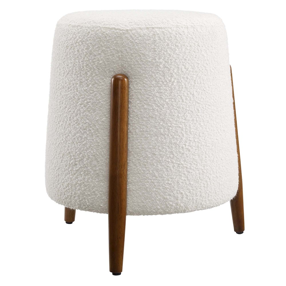 Riven Upholstered Boucle Fabric Ottoman. Picture 4