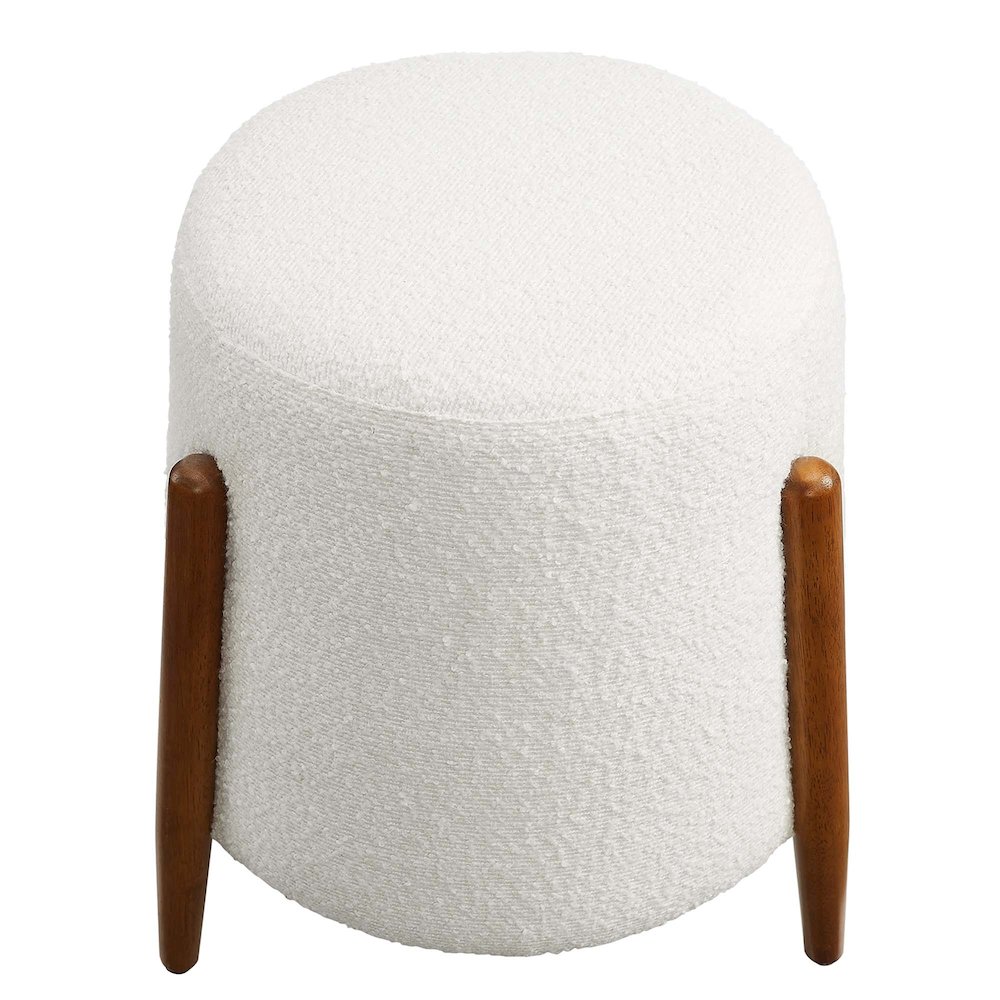 Riven Upholstered Boucle Fabric Ottoman. Picture 5