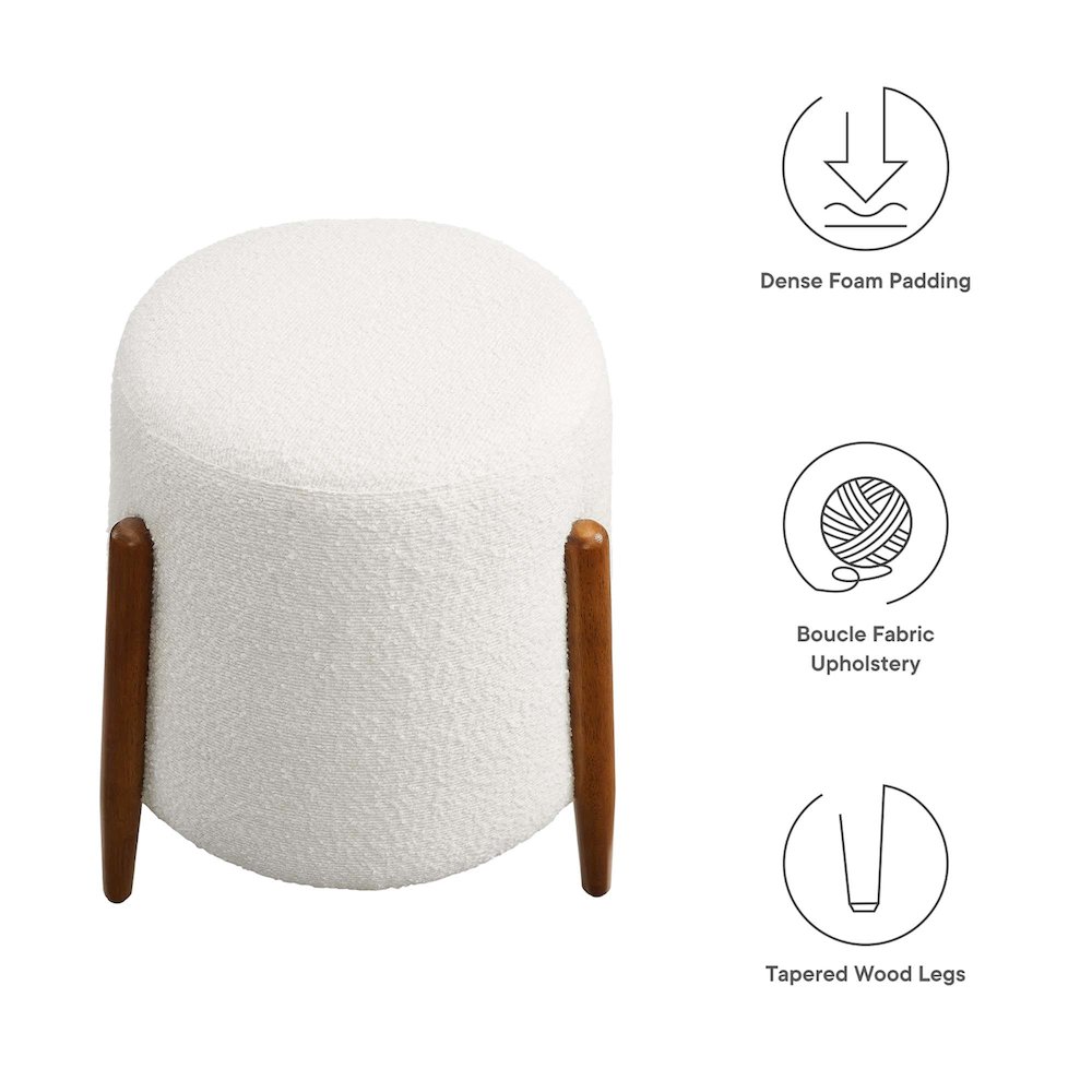 Riven Upholstered Boucle Fabric Ottoman. Picture 2