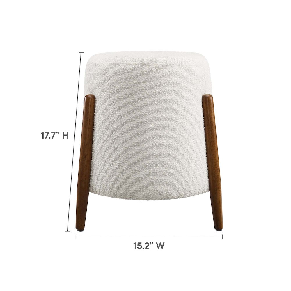Riven Upholstered Boucle Fabric Ottoman. Picture 3