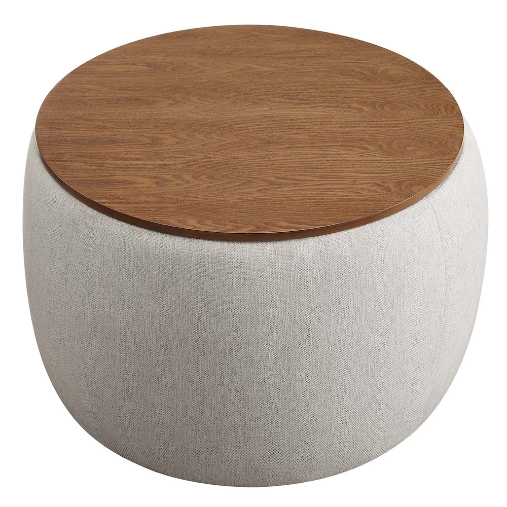 Perla Woven Heathered Fabric Upholstered Storage Ottoman. Picture 5