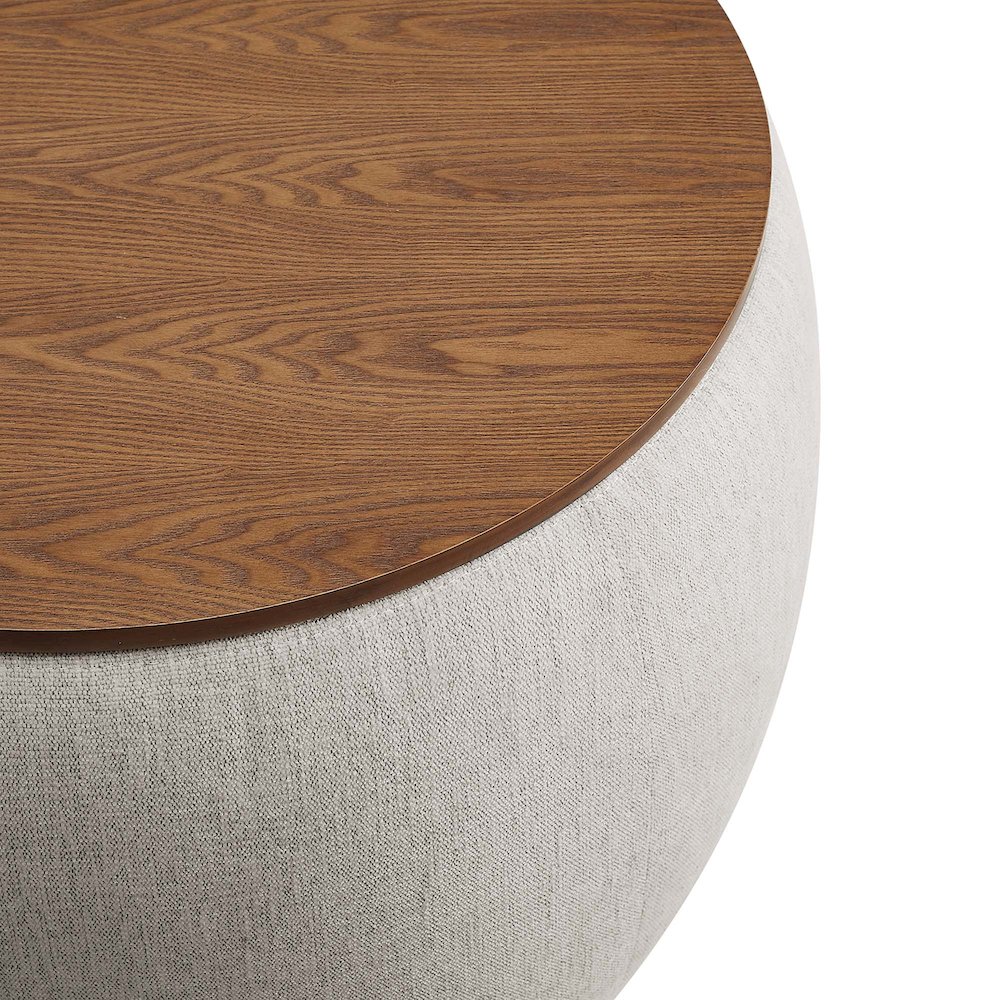Perla Woven Heathered Fabric Upholstered Storage Ottoman. Picture 6