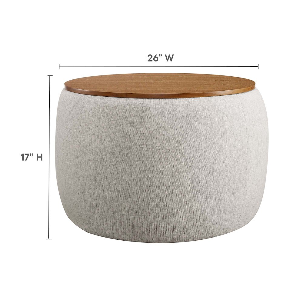 Perla Woven Heathered Fabric Upholstered Storage Ottoman. Picture 3