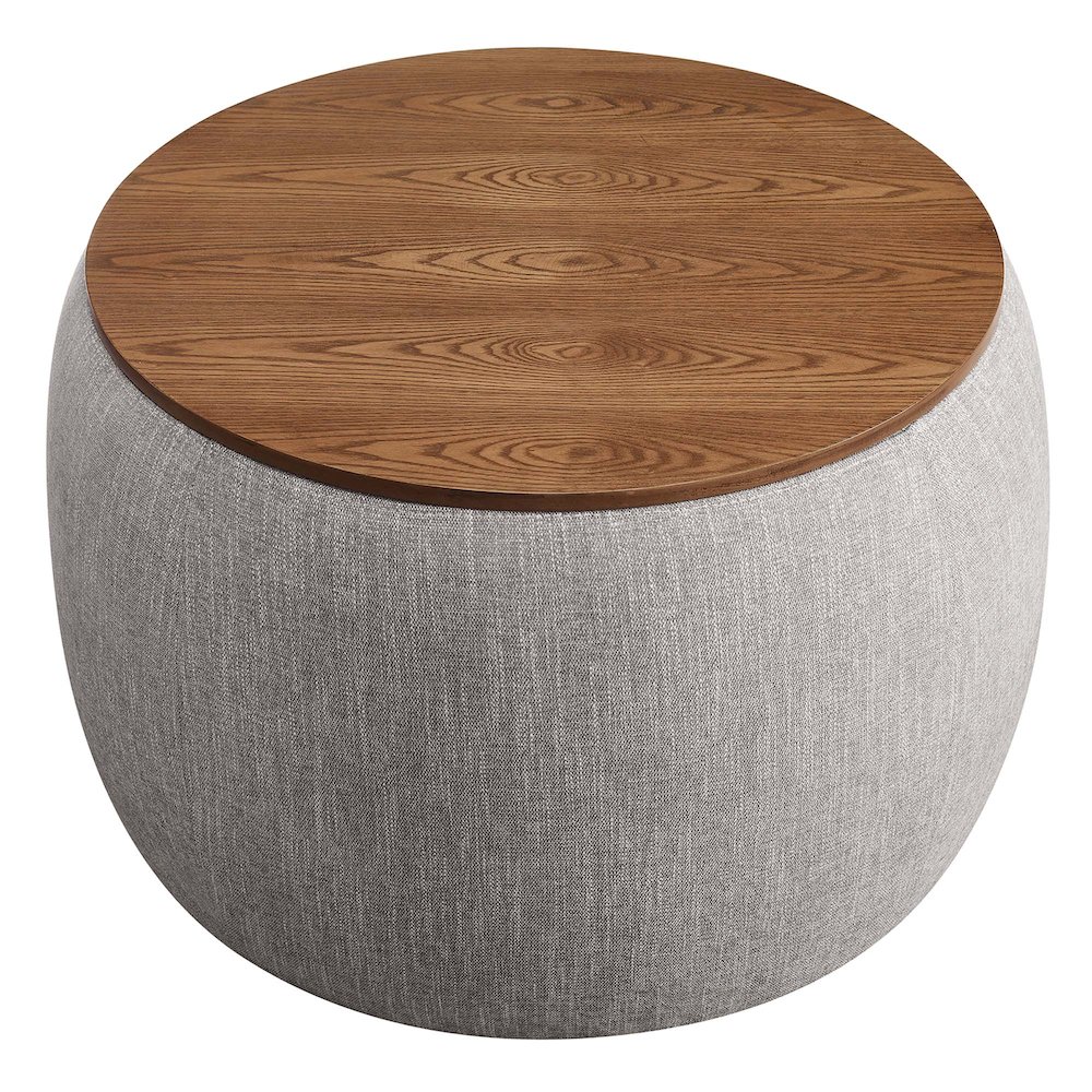 Perla Woven Heathered Fabric Upholstered Storage Ottoman. Picture 5