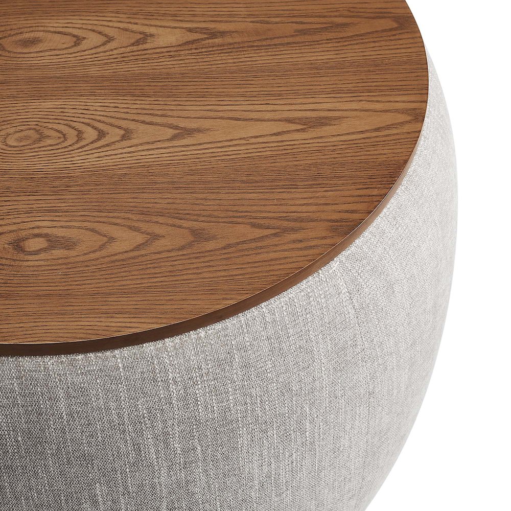 Perla Woven Heathered Fabric Upholstered Storage Ottoman. Picture 6