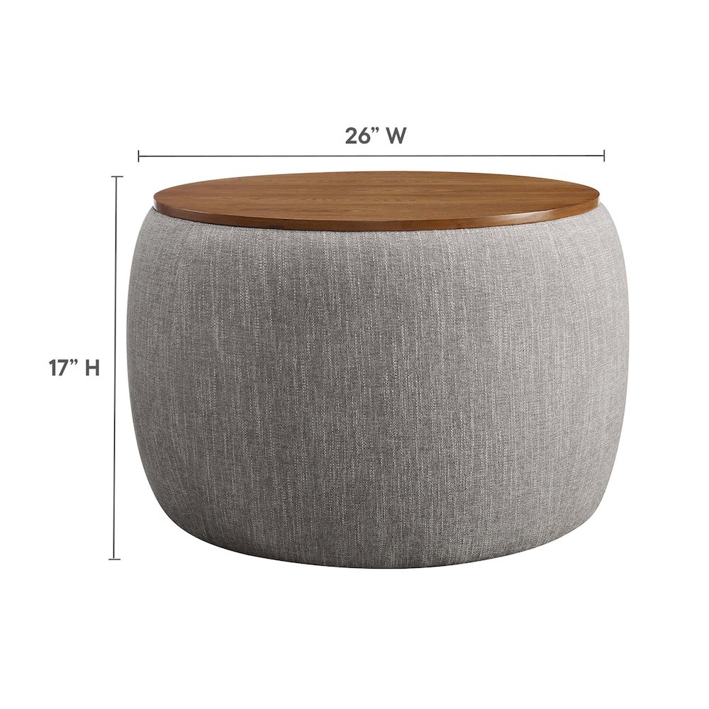 Perla Woven Heathered Fabric Upholstered Storage Ottoman. Picture 3