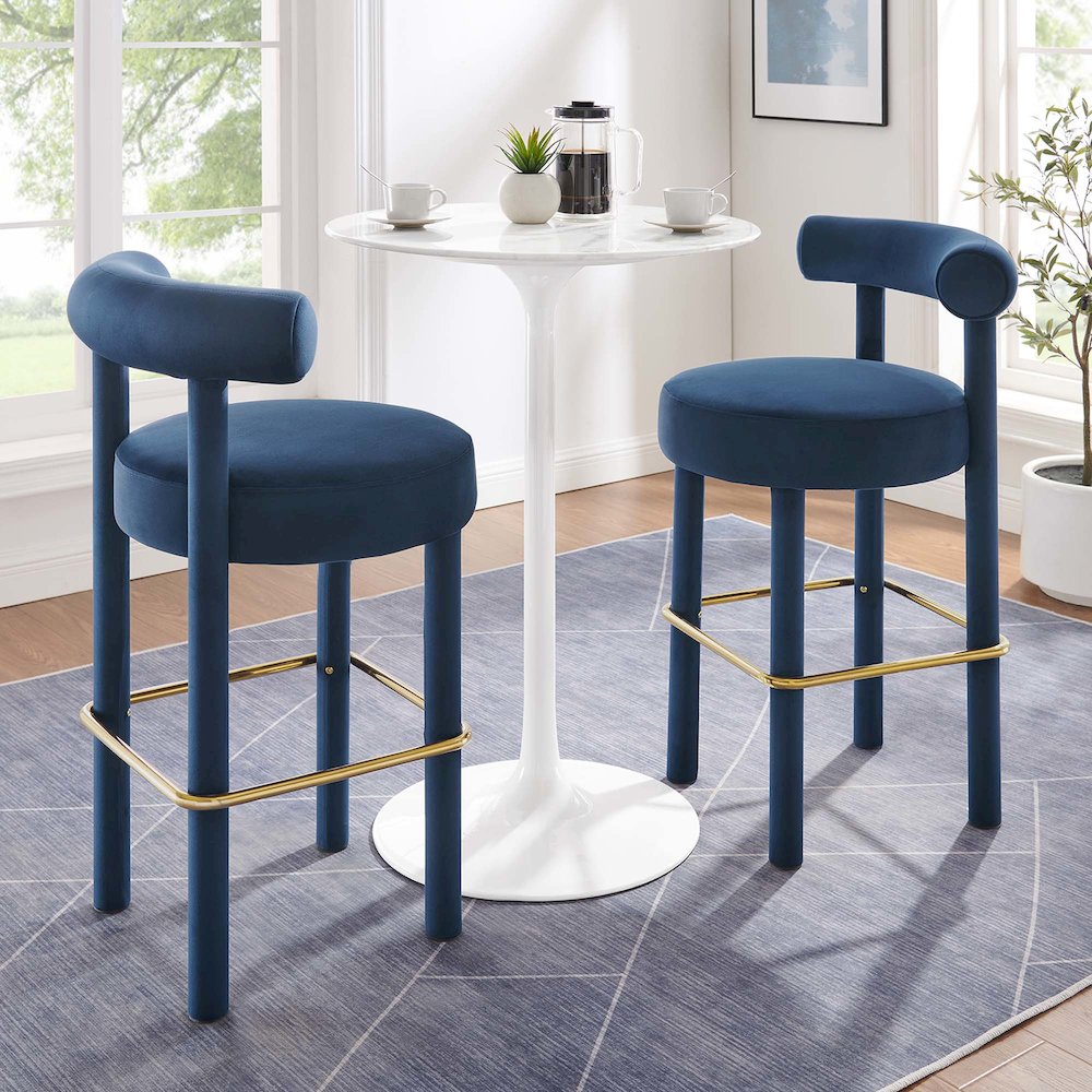 Toulouse Performance Velvet Bar Stool Set of 2. Picture 9