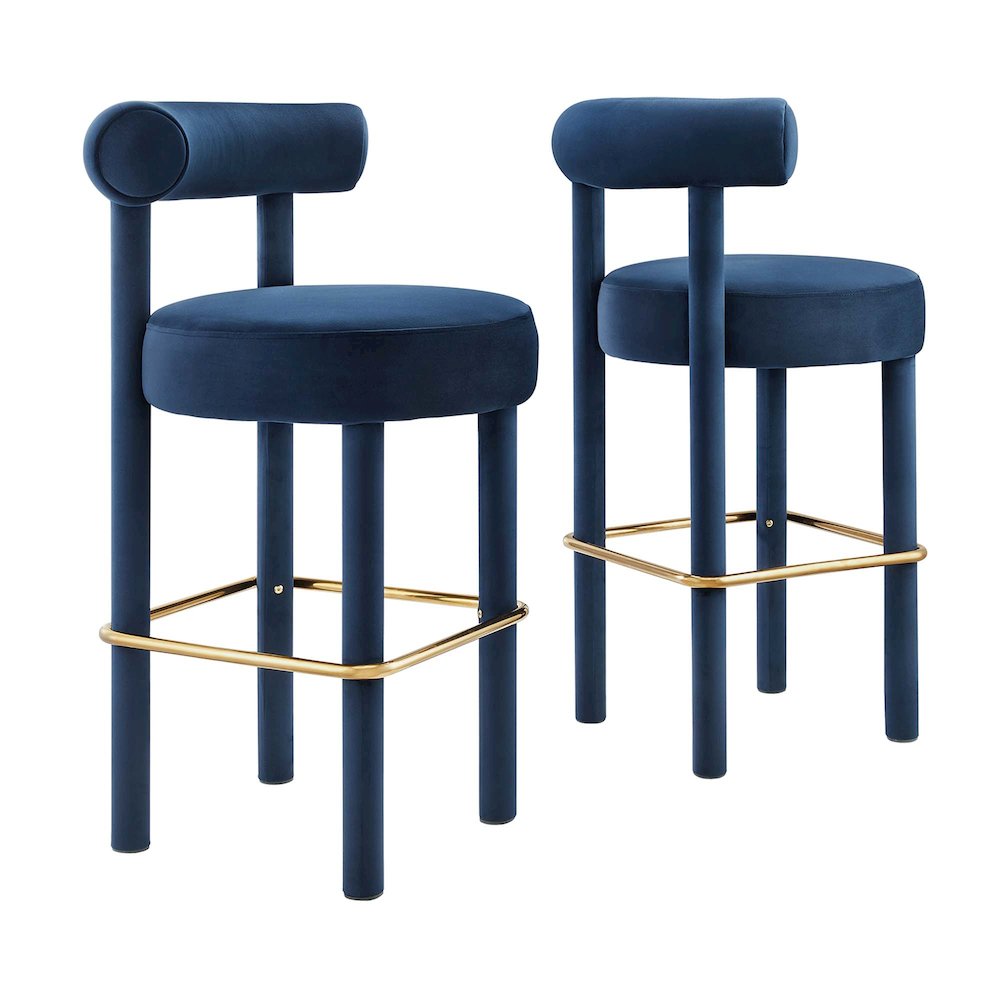 Toulouse Performance Velvet Bar Stool Set of 2. Picture 1