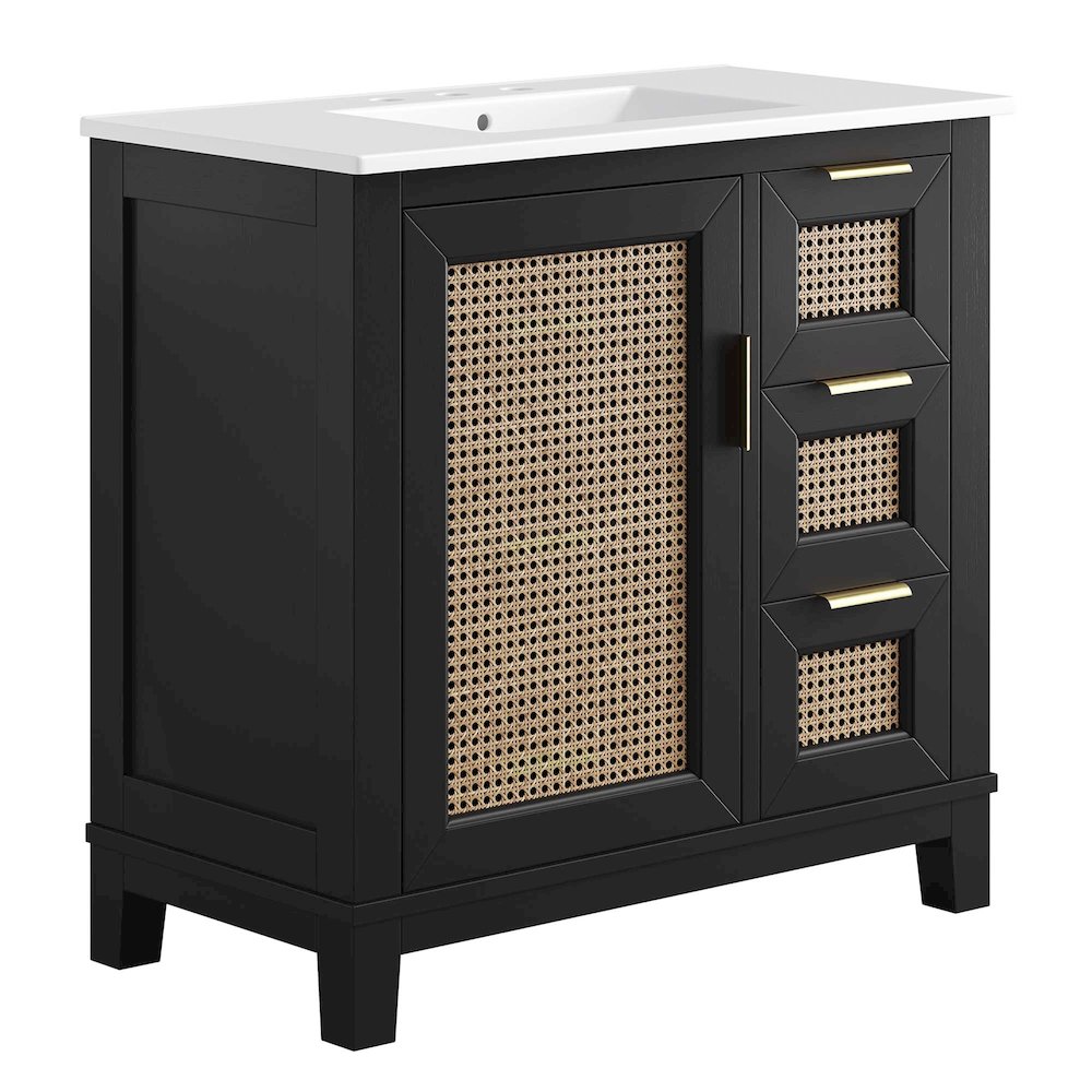 Dixie 36” Solid Wood Bathroom Vanity Cabinet. Picture 1