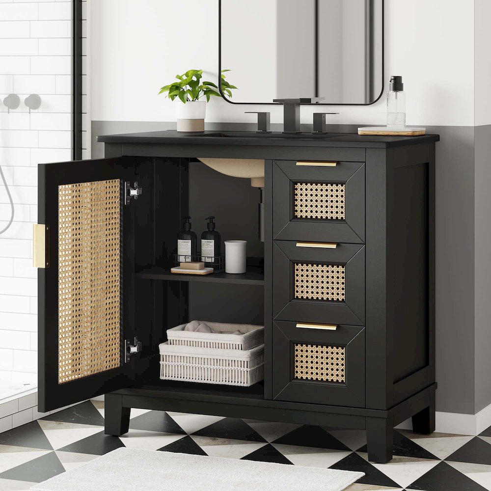 Dixie 36” Solid Wood Bathroom Vanity Cabinet. Picture 11