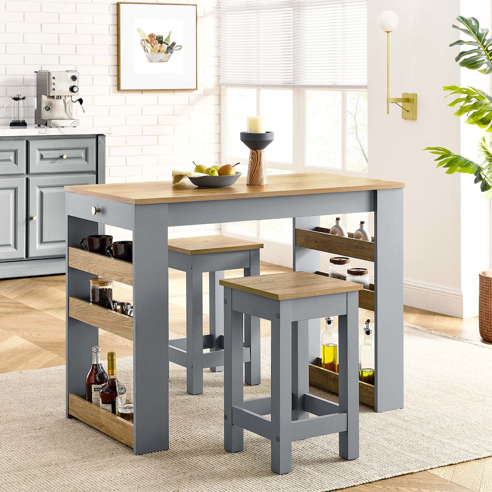 Galley 3-Piece Kitchen Island and Stool Set. Picture 11
