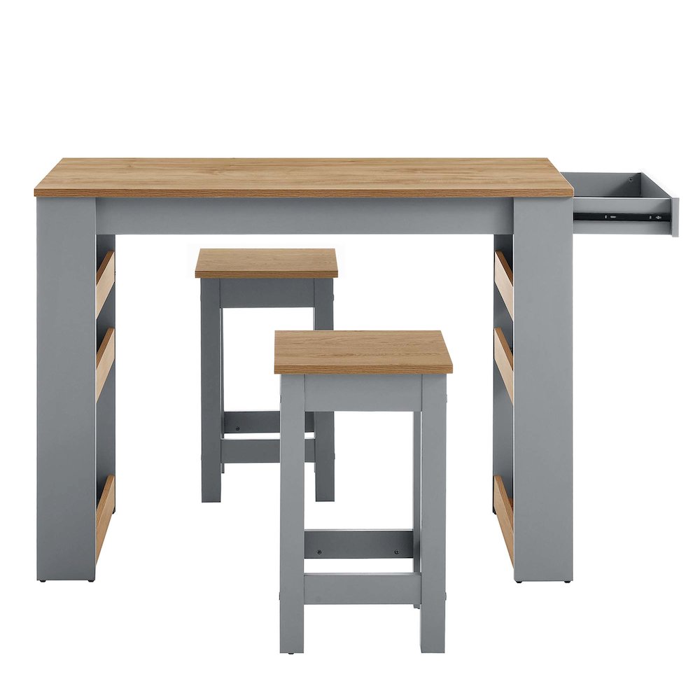 Galley 3-Piece Kitchen Island and Stool Set. Picture 8