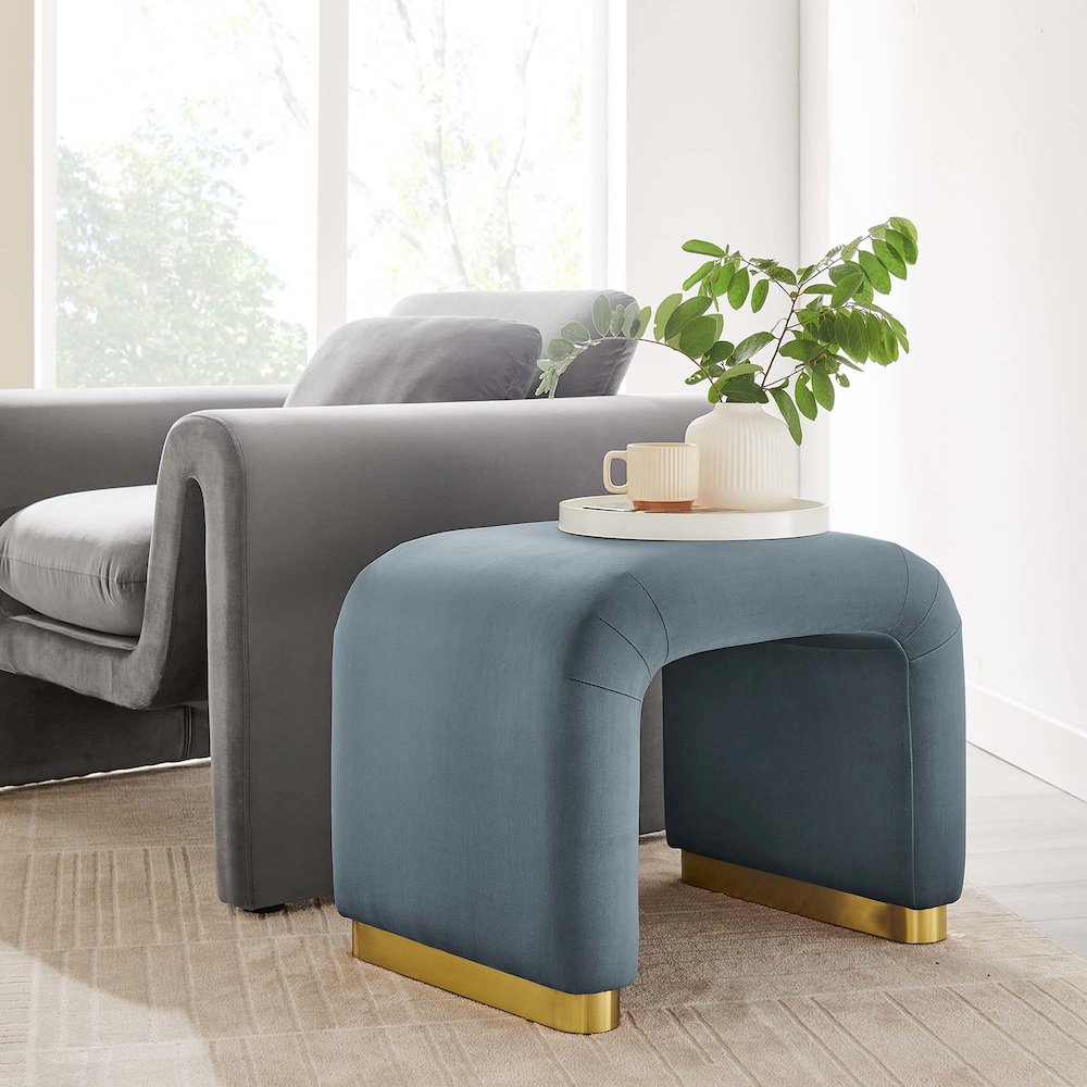 Koda Performance Velvet Waterfall Stool. Picture 8