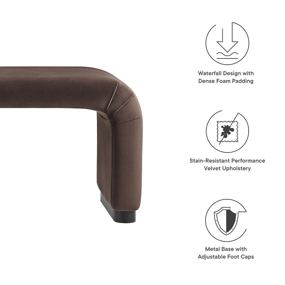 Koda Performance Velvet Waterfall Long Bench. Picture 2