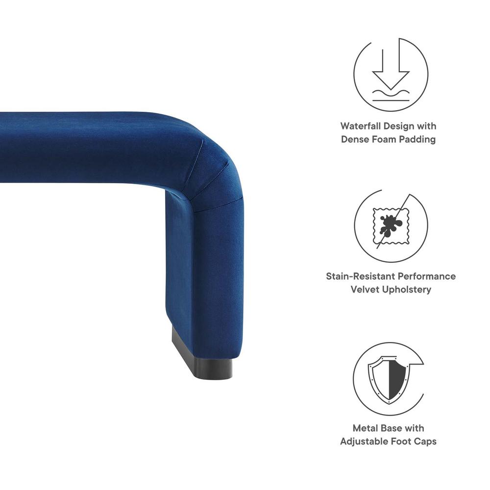 Koda Performance Velvet Waterfall Long Bench. Picture 6