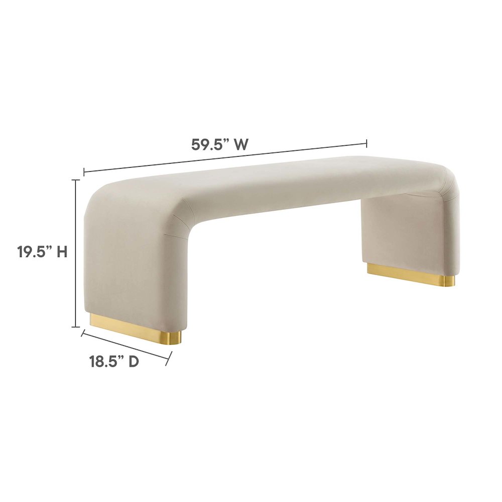 Koda Performance Velvet Waterfall Long Bench. Picture 3