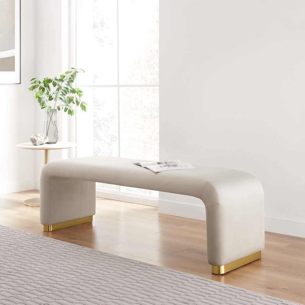 Koda Performance Velvet Waterfall Long Bench. Picture 8