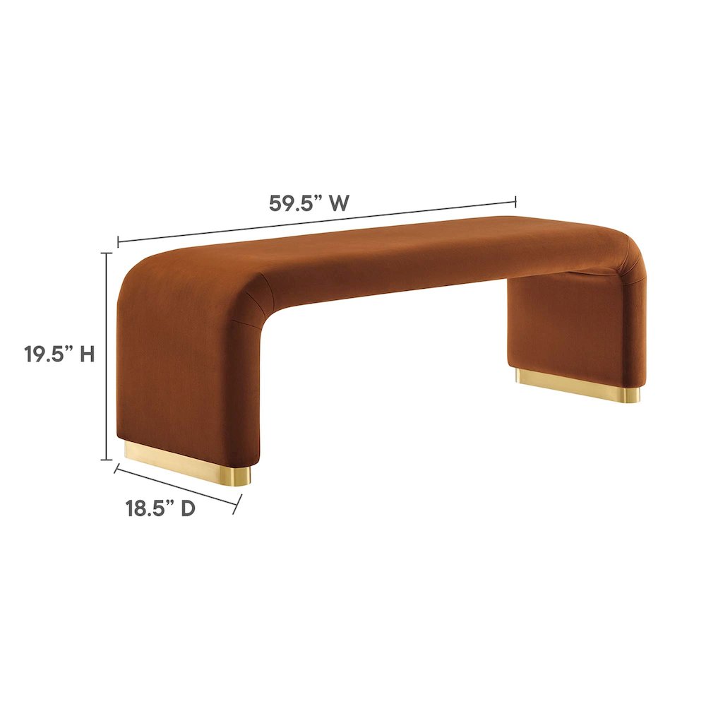 Koda Performance Velvet Waterfall Long Bench. Picture 3