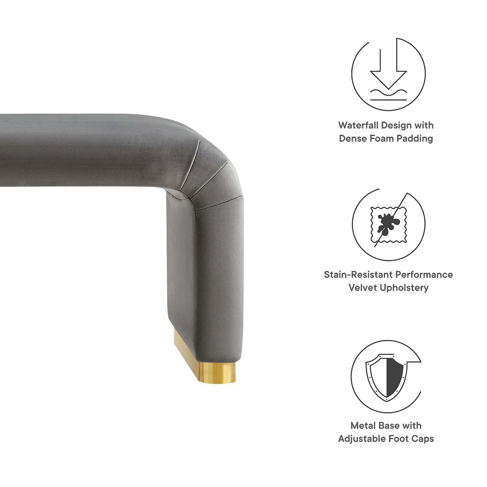 Koda Performance Velvet Waterfall Long Bench. Picture 2