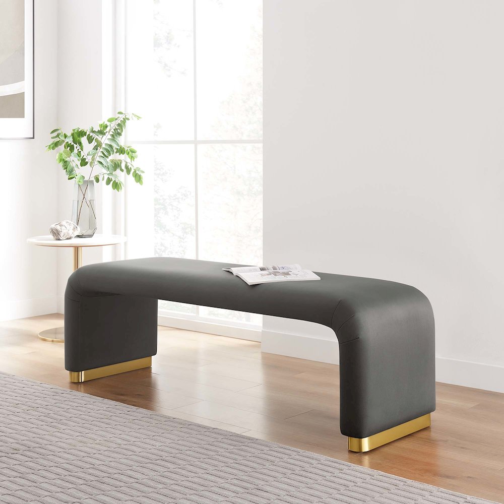 Koda Performance Velvet Waterfall Long Bench. Picture 8