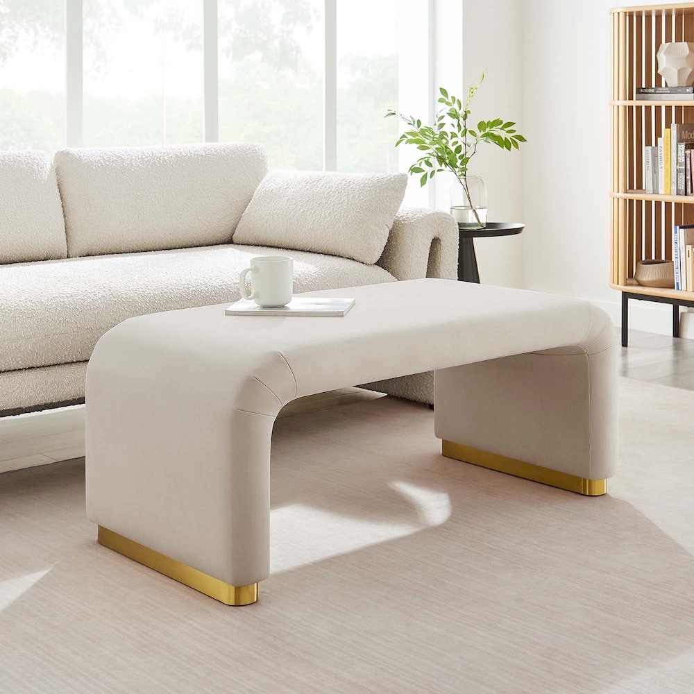 Koda Performance Velvet Waterfall Ottoman. Picture 8