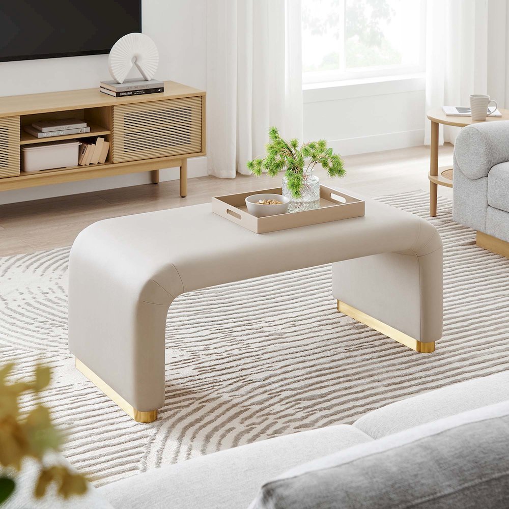 Koda Performance Velvet Waterfall Ottoman. Picture 10