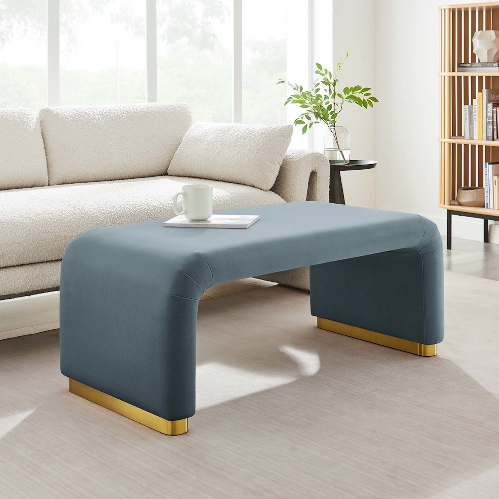 Koda Performance Velvet Waterfall Ottoman. Picture 8