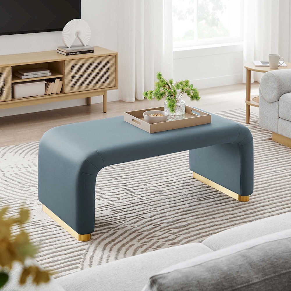 Koda Performance Velvet Waterfall Ottoman. Picture 10