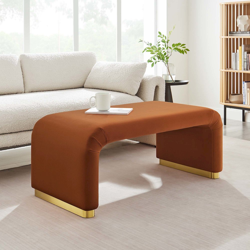 Koda Performance Velvet Waterfall Ottoman. Picture 8