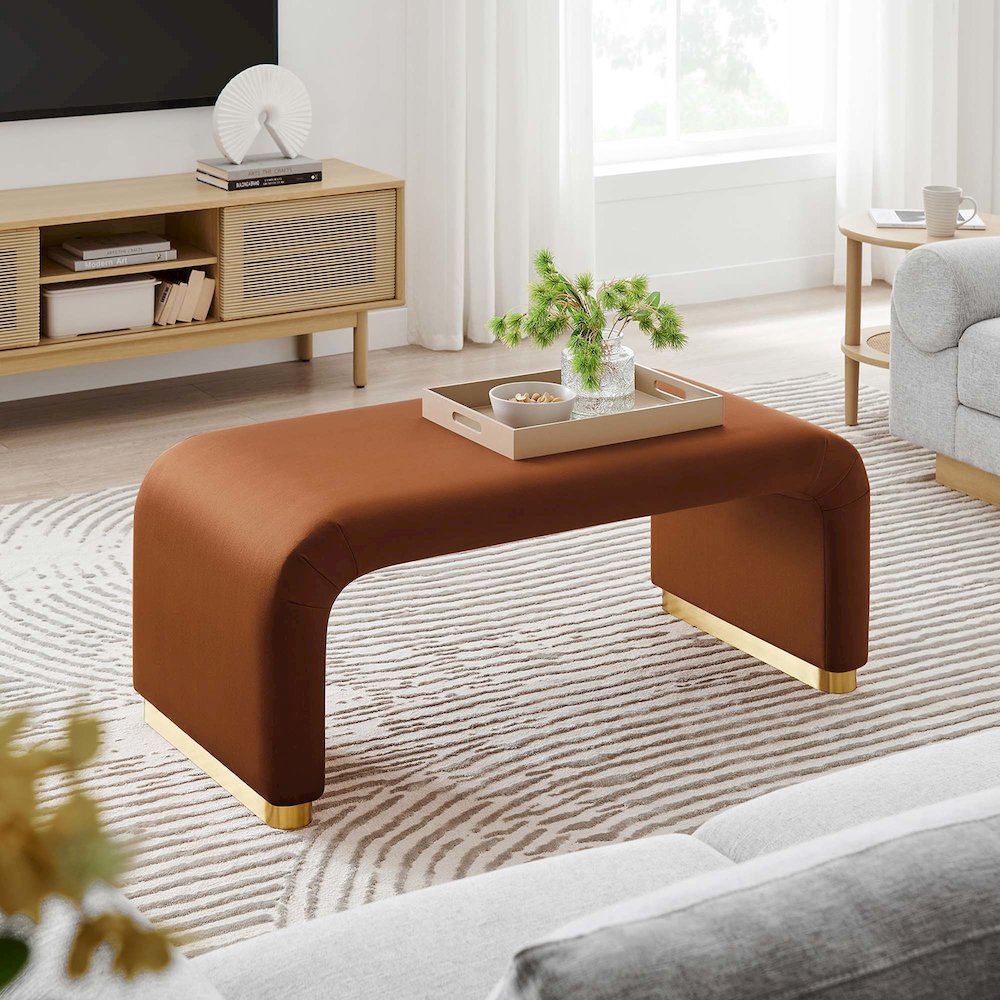 Koda Performance Velvet Waterfall Ottoman. Picture 10