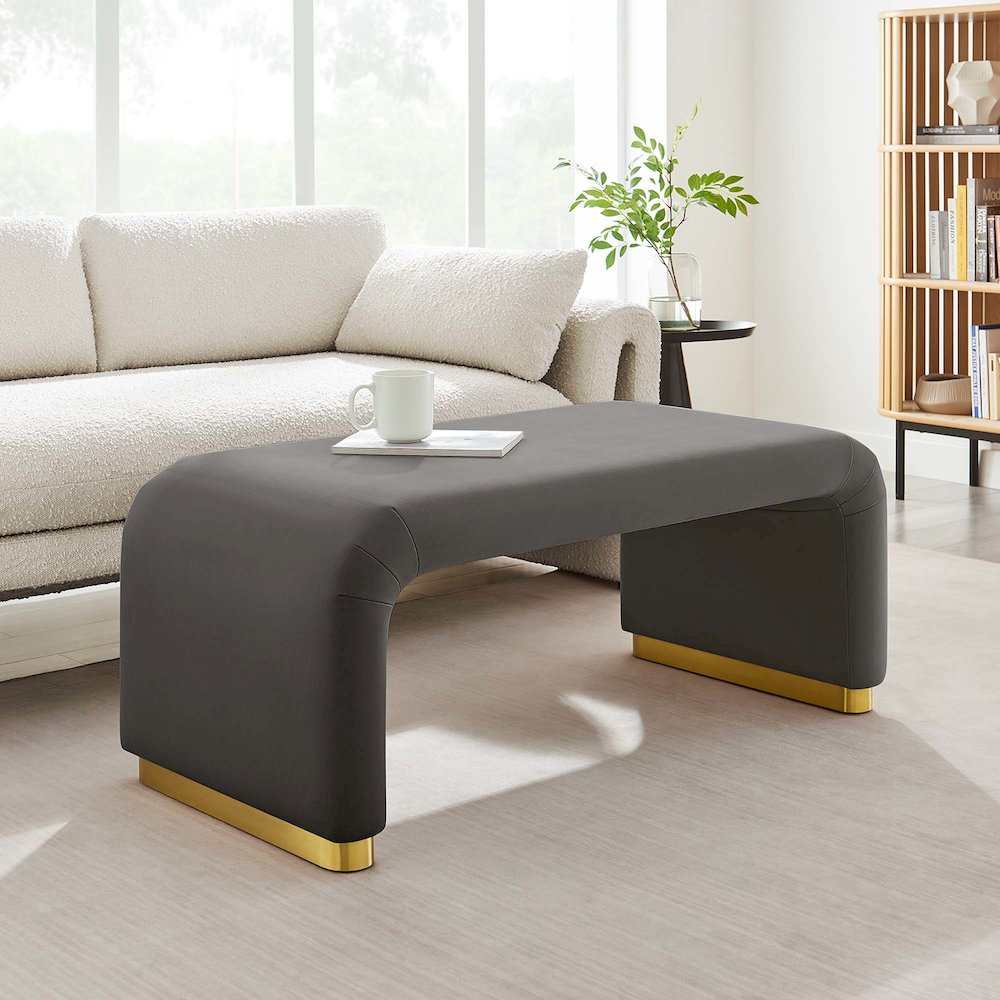 Koda Performance Velvet Waterfall Ottoman. Picture 8