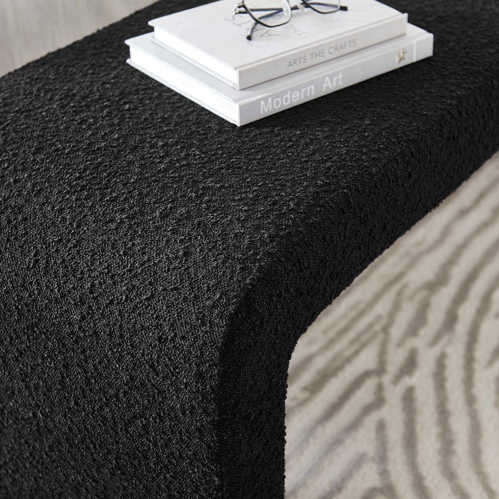 Simba Boucle Fabric Waterfall Long Bench. Picture 9