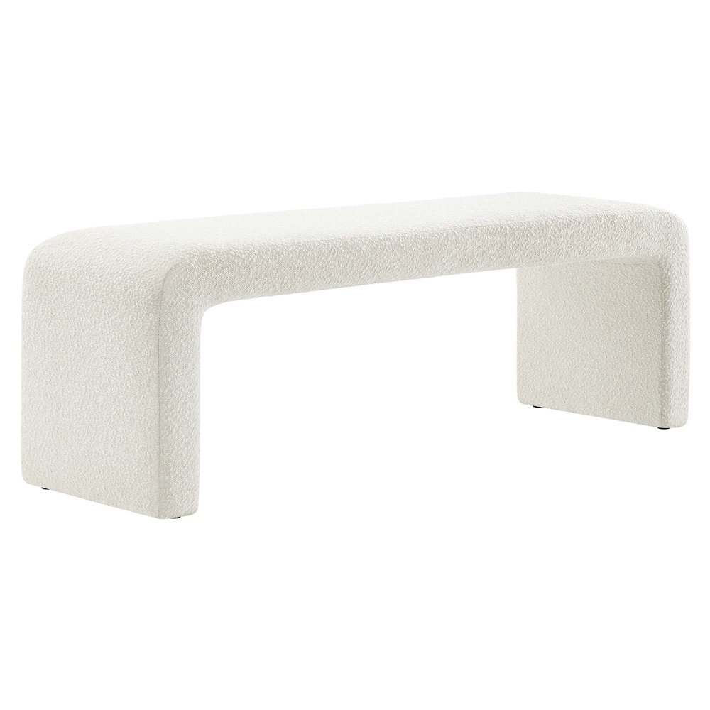 Simba Boucle Fabric Waterfall Long Bench. Picture 1